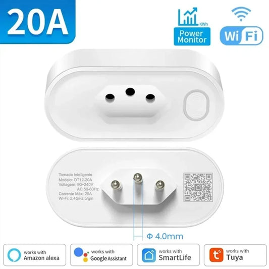 Adaptador de Tomada WIFI com Monitor de Energia, Controle de Tomada Inteligente, Comando de Voz para Google Home e Alexa