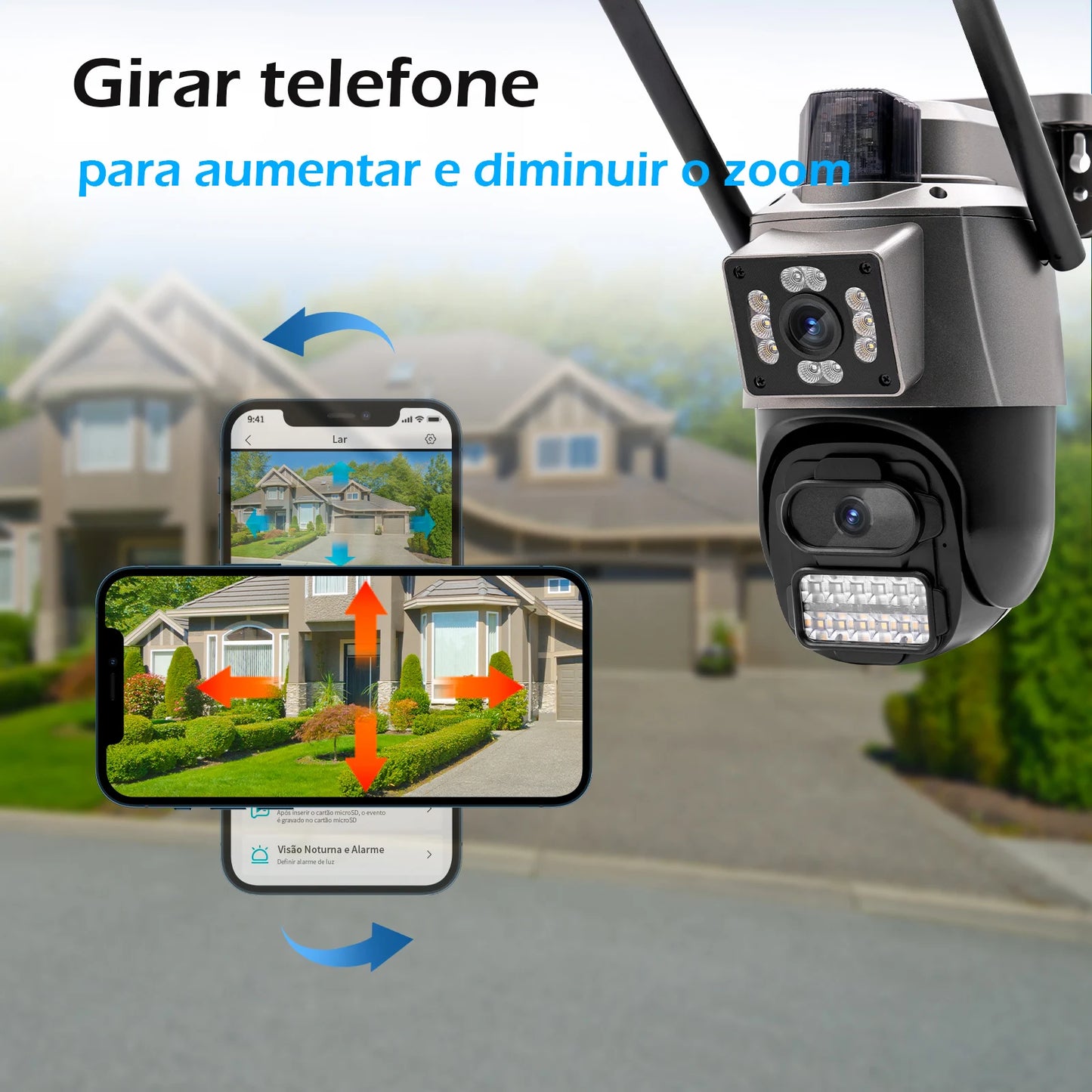 Icsee, Câmera de Segurança 6MP, 4K, Wifi, Câmeras de Vigilância Wifi, Câmeras de Vigilância Externas Wifi, Câmera Wifi Inteligente 360°