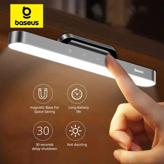 Lâmpada de Mesa LED Baseus Night Light Magnética Suspensa com Dimming Continuo, Recarregável, Ideal para Gabinete, Quarto e Cozinha