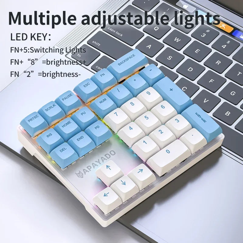 Teclado Numérico Mecânico com 33 Teclas e Fio, com Luzes Multicoloridas.