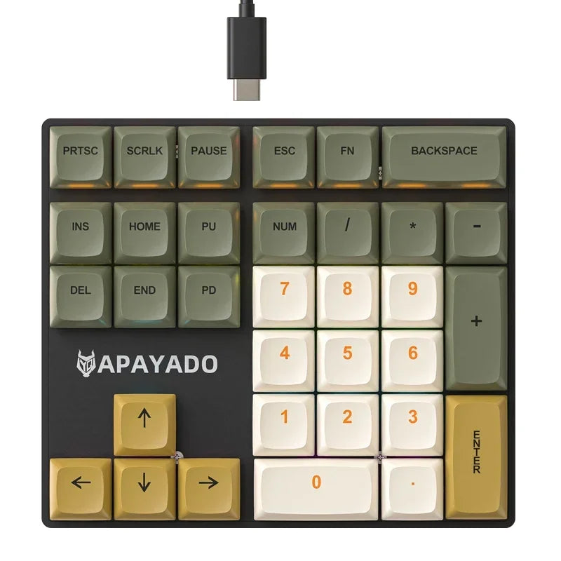 Teclado Numérico Mecânico com 33 Teclas e Fio, com Luzes Multicoloridas.