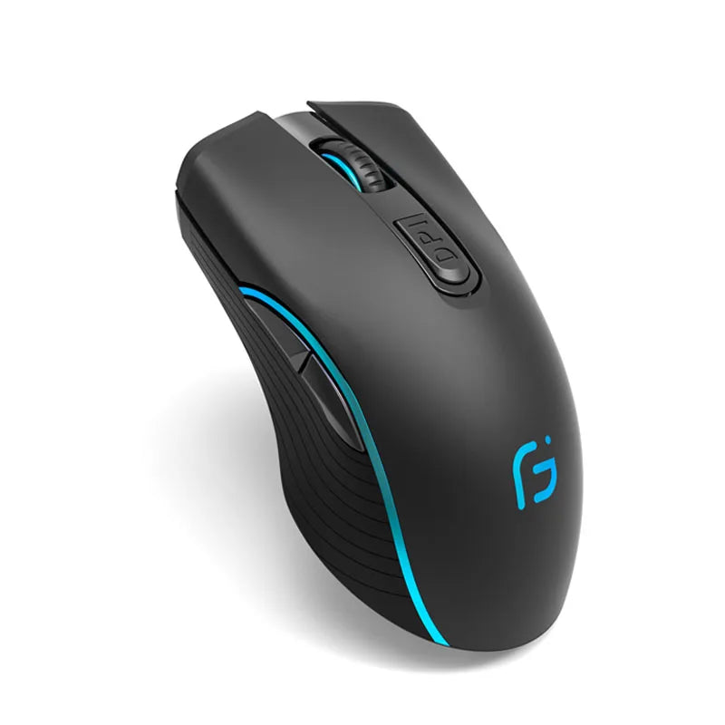 Mouse Gamer Recarregável Dual Mode: Bluetooth + 2.4GHz Sem Fio USB, 2400 DPI Óptico, para Computador e Laptop.