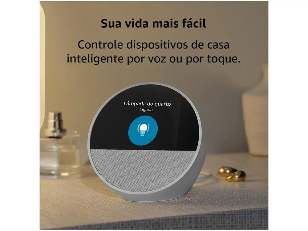 Echo Spot 2024, alto-falante inteligente com tela de 2,83 polegadas.