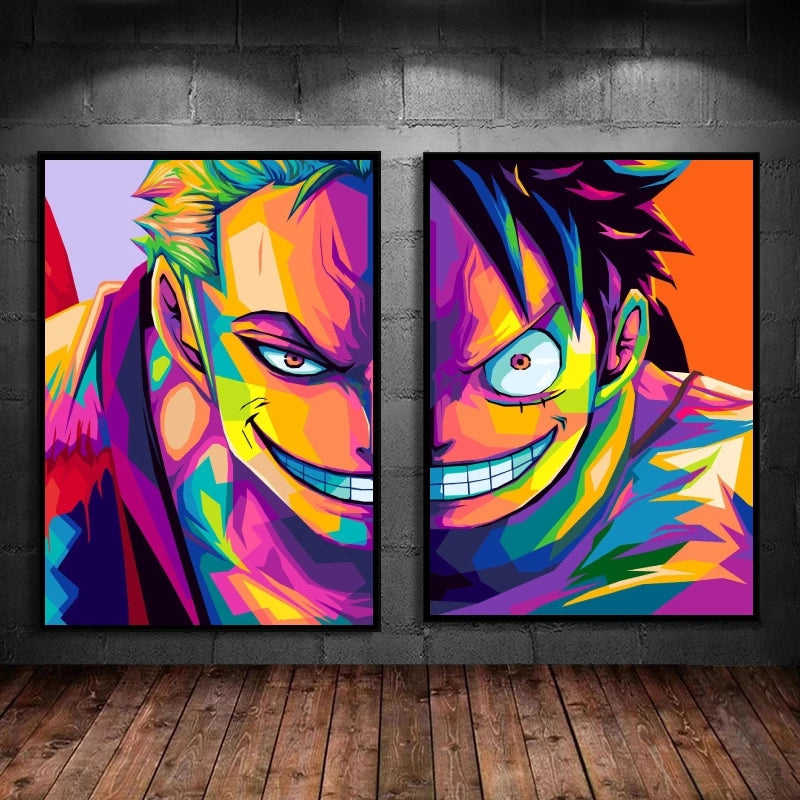 Anime Character Pictures One Piece Luffy Modular Painting Decor Gifts Wall Stickers Room Home Hanging