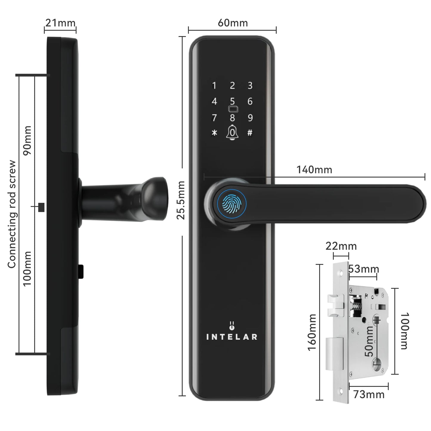 Intelar X5 do Brasil Tuya Fechadura eletrônica digital Wi-Fi inteligente com impressão digital para casa, fechadura de casa com impressão digital e código de acesso.