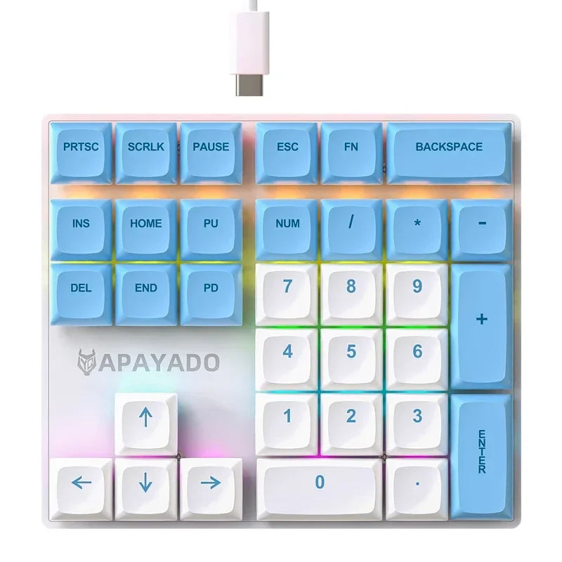 Teclado Numérico Mecânico com 33 Teclas e Fio, com Luzes Multicoloridas.